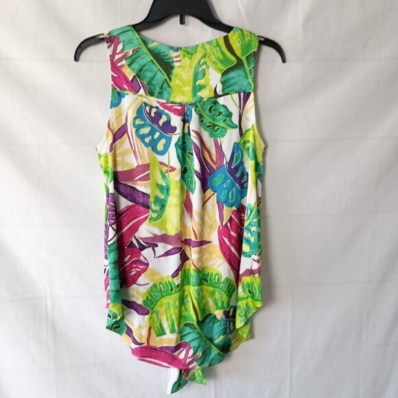 Chico’s Island Sleeveless Tie Front Blouse Size XS/2 Tropical Resort Style Top - Picture 5 of 6